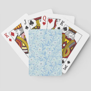 Daisies in white and blue on sea glass poker cards