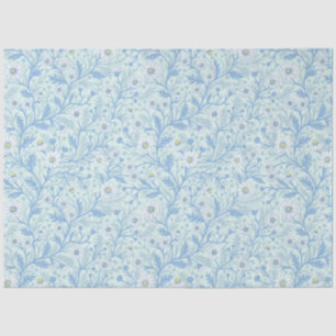 Daisies in white and blue on sea glass tissue paper