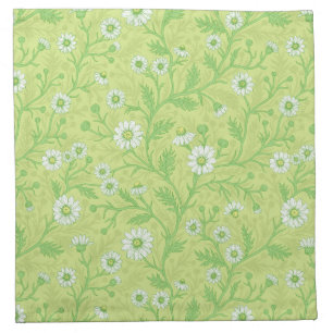 Daisies in white and green on honey dew green cloth napkin