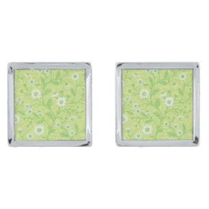 Daisies in white and green on honey dew green cufflinks