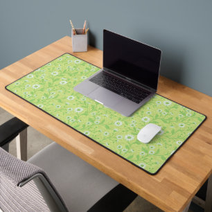 Daisies in white and green on honey dew green desk mat