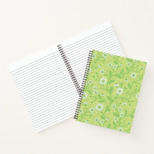 Daisies in white and green on honey dew green notebook