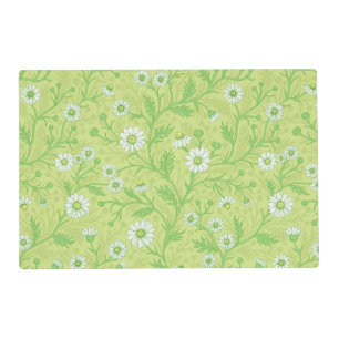 Daisies in white and green on honey dew green placemat