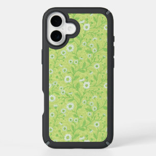 Daisies in white and green on honey dew green iPhone 16 plus case