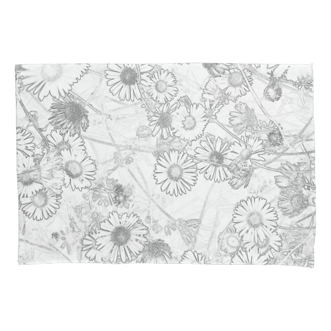 Daisies light grey pattern pillow case (Front)