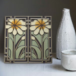 Daisies Love Wall Decor Art Nouveau Vintage Deco Ceramic Tile<br><div class="desc">Welcome to CreaTile! Here you will find handmade tile designs that I have personally crafted and vintage ceramic and porcelain clay tiles, whether stained or natural. I love to design tile and ceramic products, hoping to give you a way to transform your home into something you enjoy visiting again and...</div>