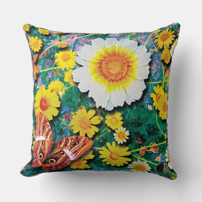 Daisies May Throw Pillow (Front)