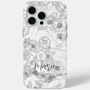 Daisies meadow light grey pattern iPhone 15 pro max case