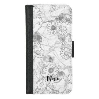 Daisies meadow light grey pattern iPhone 8/7 wallet case