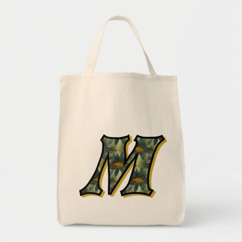 Daisies Monogram Initial M Tote Bag