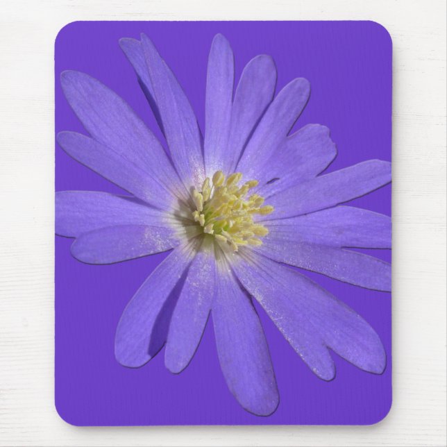 Daisies Mousepad  Blue Flowers Computer Decor (Front)
