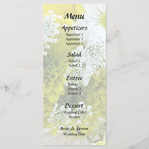 Daisies Mums and Queen Annes Lace Bouquet Menu