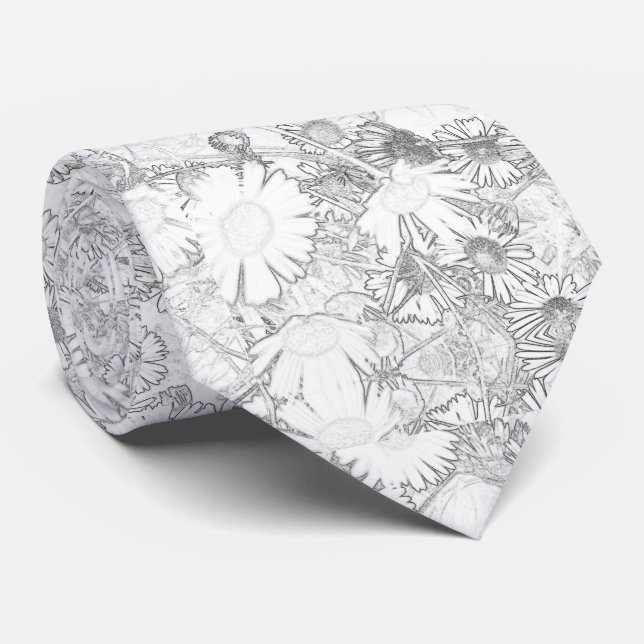 Daisies Neck Tie (Rolled)