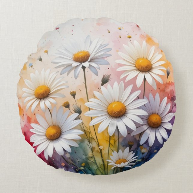 Daisies on a colorful background  round pillow