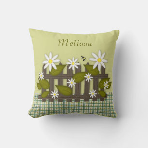 Daisies On A Fence Throw Pillow