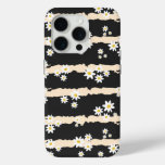 Daisies on Black &amp; Beige Background iPhone 15 Pro Case