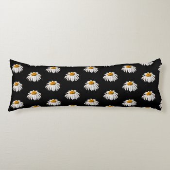 Daisies On Black Body Pillow by hildurbjorg at Zazzle