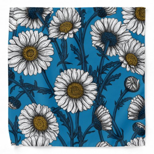 Daisies on blue bandana