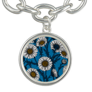 Daisies on blue bracelet