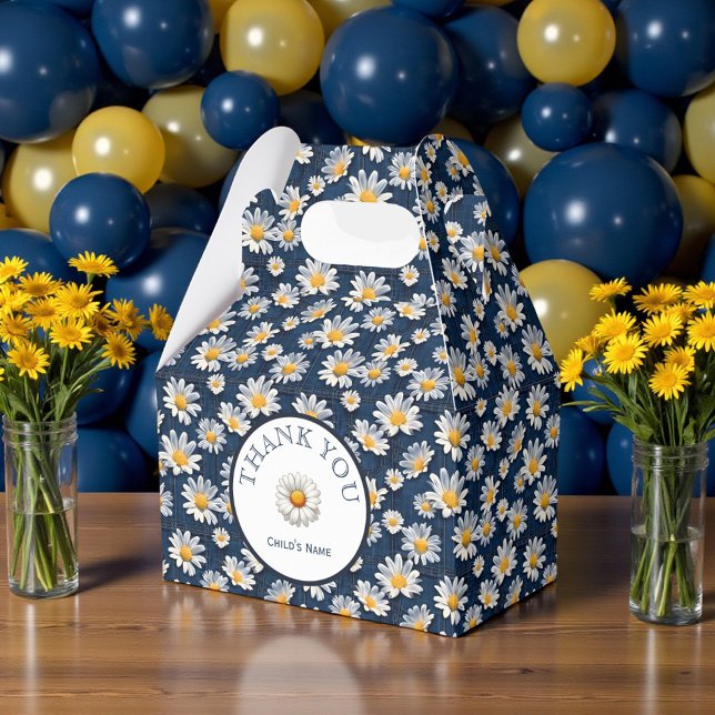 Daisies on Blue Denim Birthday  Favor Boxes (Creator Uploaded)