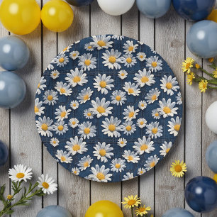 Daisies on Blue Denim Birthday  Paper Plates