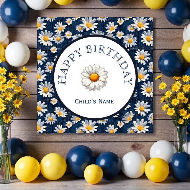 Daisies on Blue Denim Birthday  Poster (Creator Uploaded)