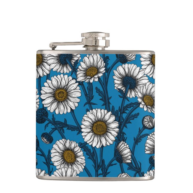 Daisies on blue flask (Front)