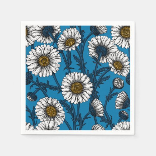 Daisies on blue napkins