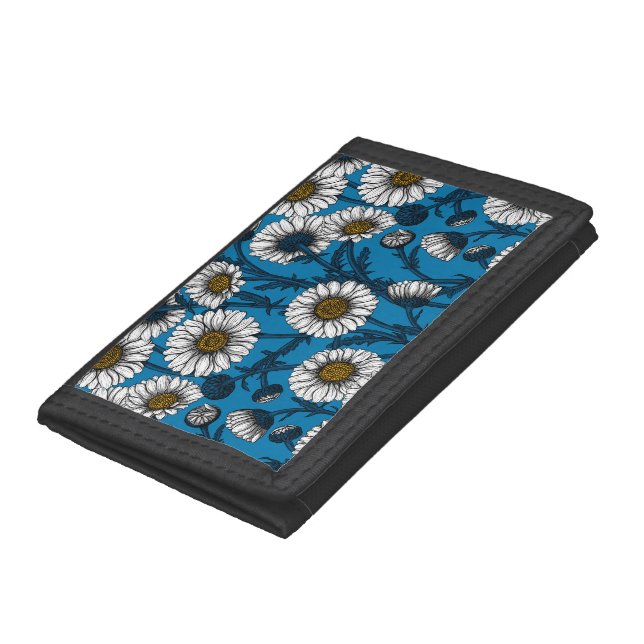 Daisies on blue trifold wallet (Bottom)