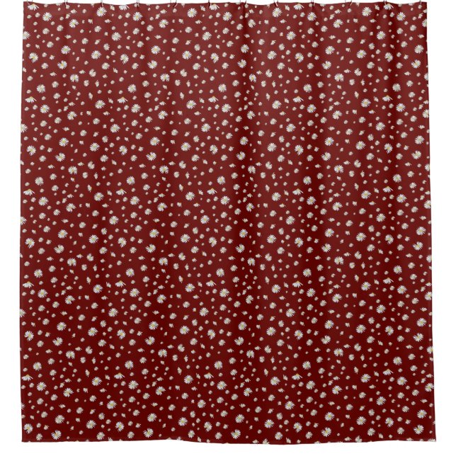 Daisies on Dark Red  Shower Curtain (Front)
