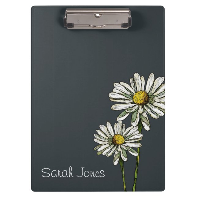Daisies on Deep Blue: Original Art, Personalize Clipboard (Front)