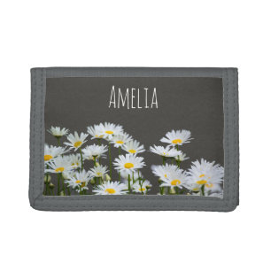 Daisies on Gray Personalised Trifold Wallet