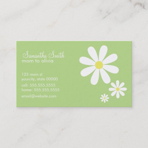 Customizable Daisies on Green Business Card