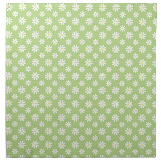 Daisies on Green Pattern Cloth Napkin (Front)