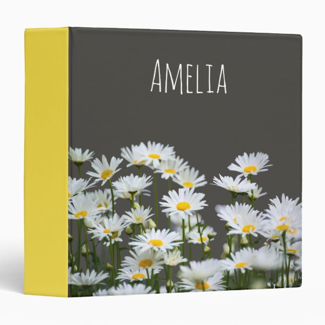 Daisies on Grey 3 Ring Binder (Front/Spine)