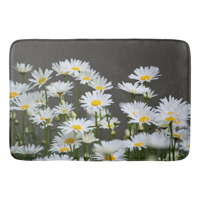 Daisies on Grey Bathroom Mat (Front)
