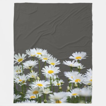 Daisies On Grey Fleece Blanket by LouiseBDesigns at Zazzle