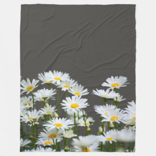 Daisies on Grey Fleece Blanket
