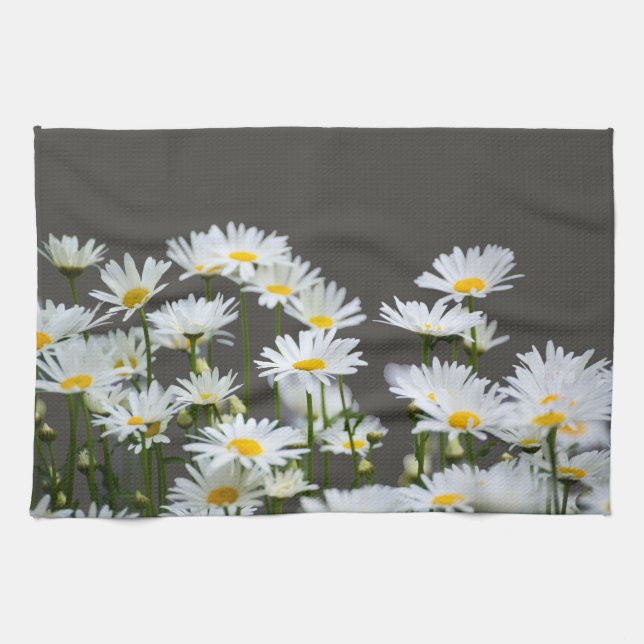 Daisies on Grey Kitchen Towel (Horizontal)