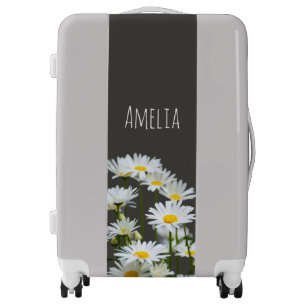 Daisies on Grey Personalised Luggage