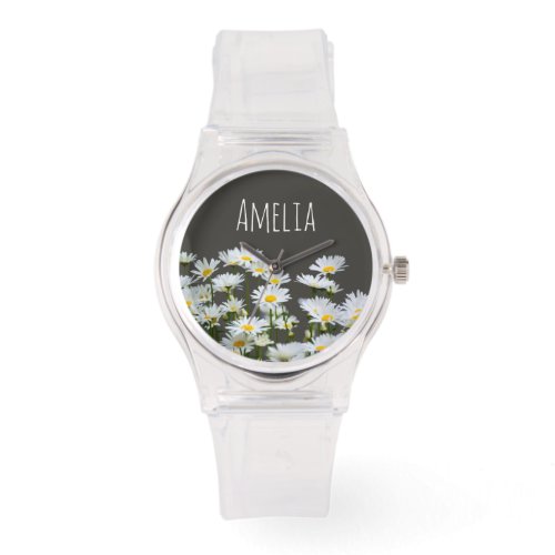 Daisies on Grey Personalised Watch