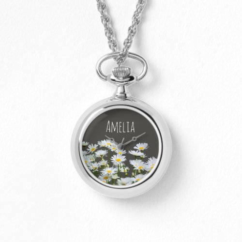 Daisies on Grey Personalised Watch