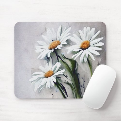 Daisies On Grunge Mouse Pad