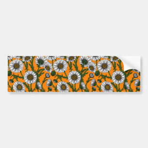 Daisies on orange bumper sticker