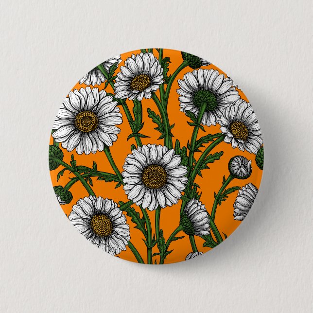 Daisies on orange button (Front)