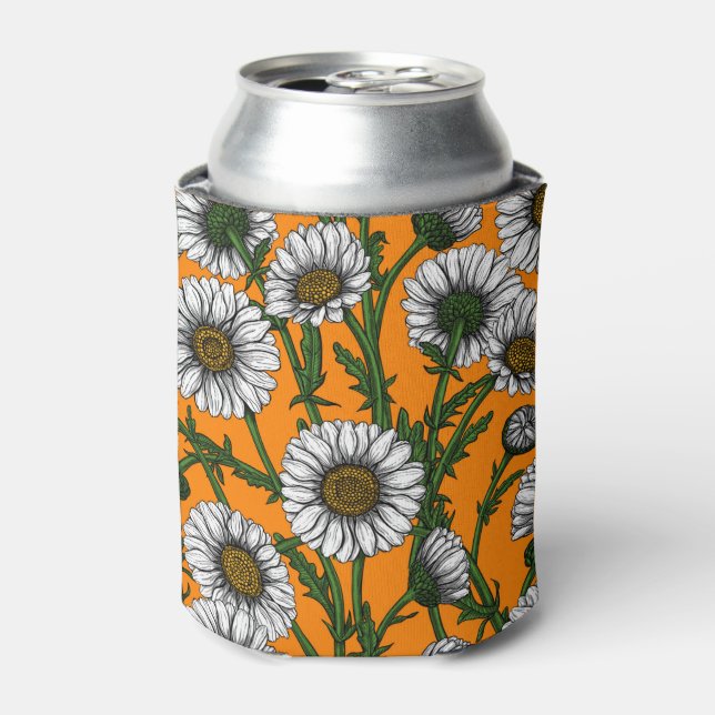 Daisies on orange can cooler (Can Front)