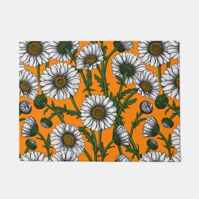 Daisies on orange doormat (Front)