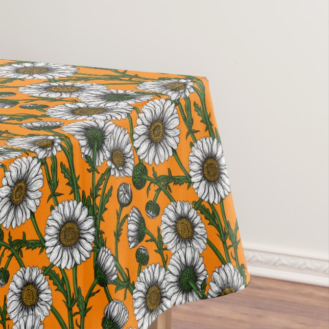 Daisies on orange tablecloth (In Situ)