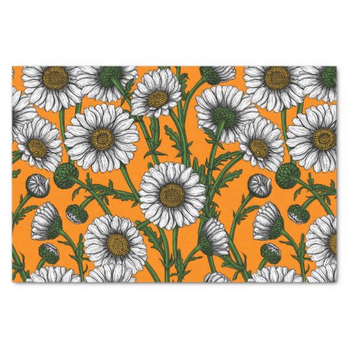 Daisies on orange tissue paper