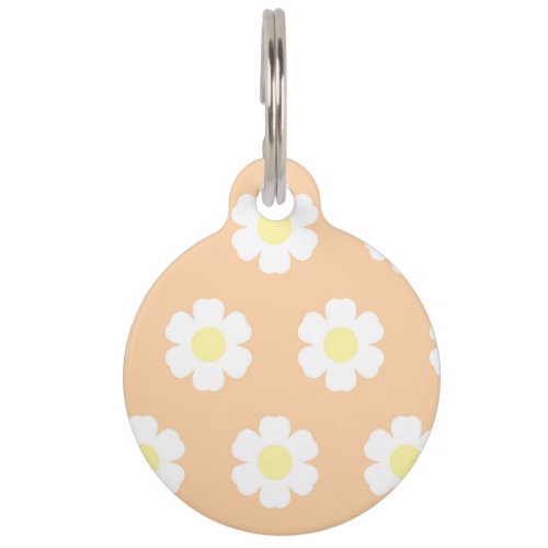 Daisies on Peach Background Pet ID Tag